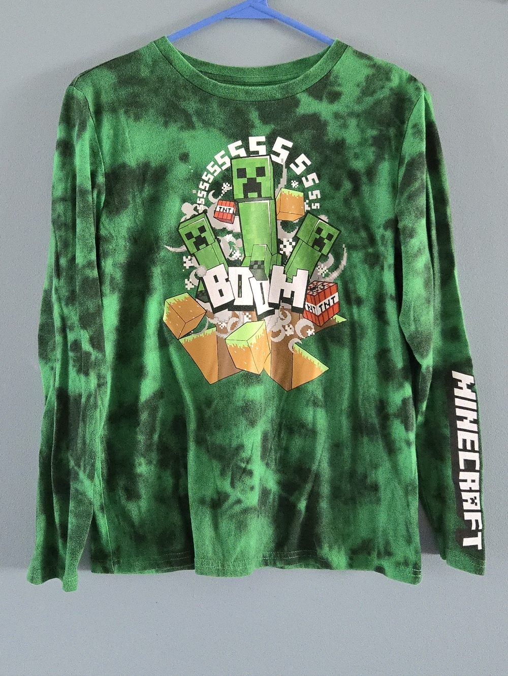 *Back To School* Minecraft Green Long Sleeve Shirt Size 14-16